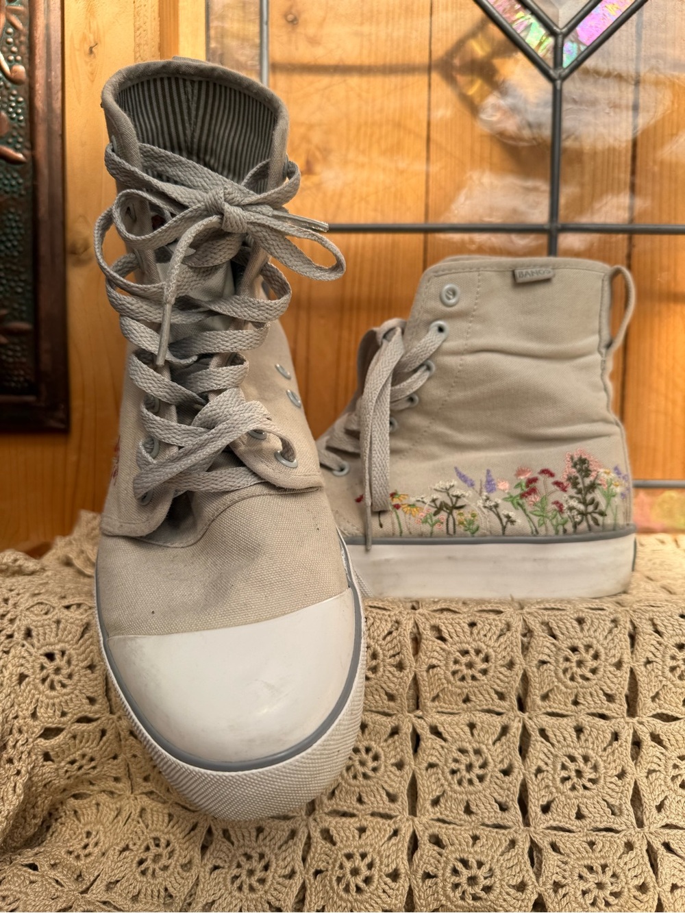 BANGS Wildflower Wanderer Platform High Top Sneakers Embroidered Floral Shoes